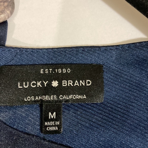 Lucky Brand blue Dress size M. Ruffle collar on one side & strap on the other. - Picture 3 of 8